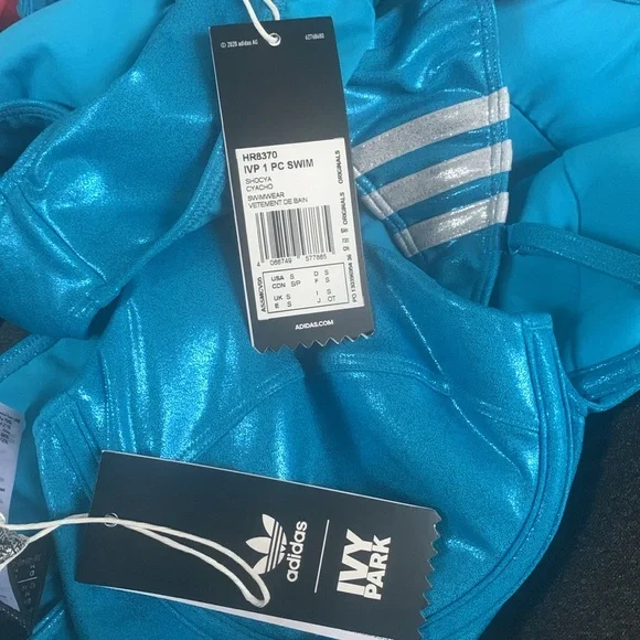 Rare!!!  IVY PARK adidas metallic glitter aqua turquoise teal swimsuit s… - Picture 10 of 10